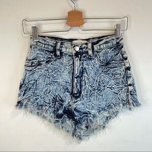 Aphrodite Acid Wash High Rise Blue Cutoff Shorts